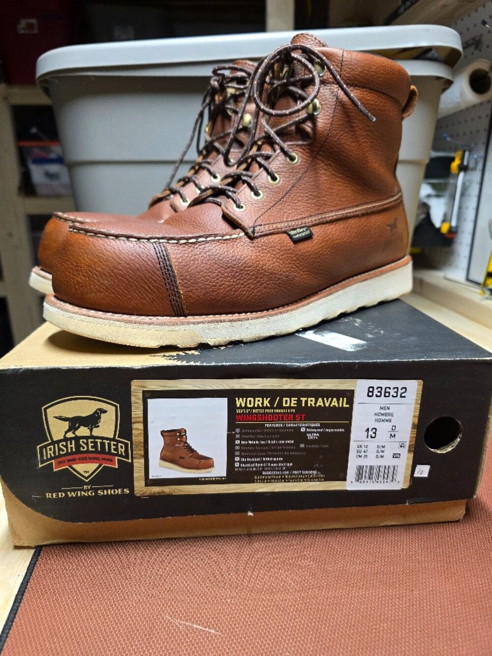 Irish Setter Wingshooter ST 6" Moc Carbon Toe Leather Work Boot Size Men's 13D